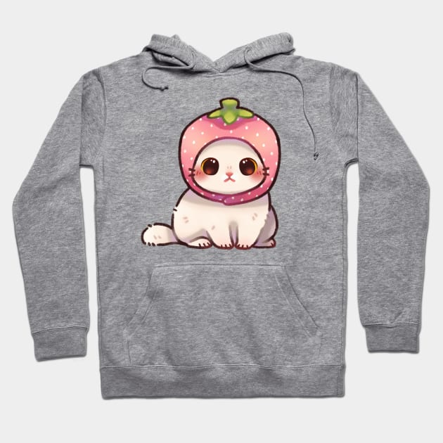 Kitty in Strawberry Hat Hoodie by Riacchie Illustrations